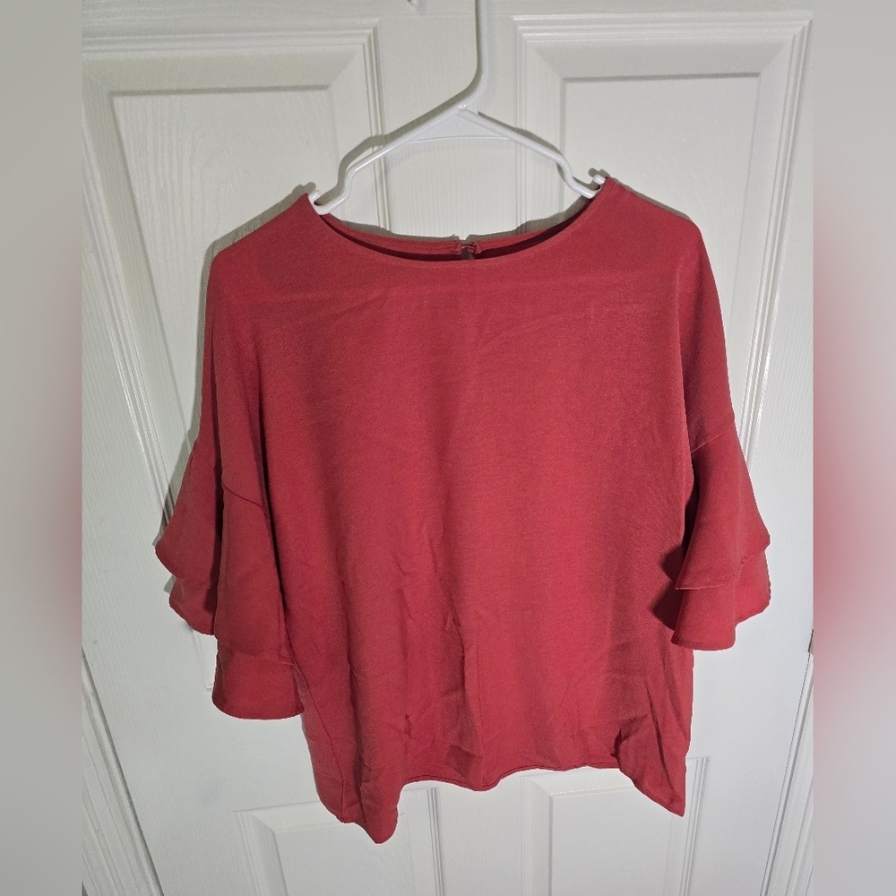 Set of 2 Womens Ruffled Layer Bell Sleeve Casual Blouse Large
